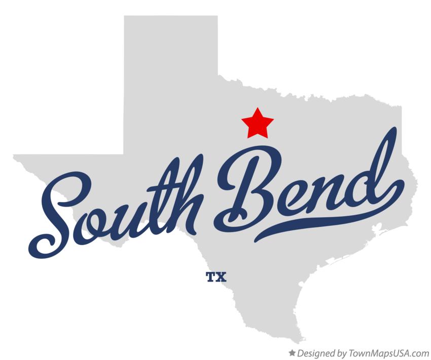 Map of South Bend, TX, Texas