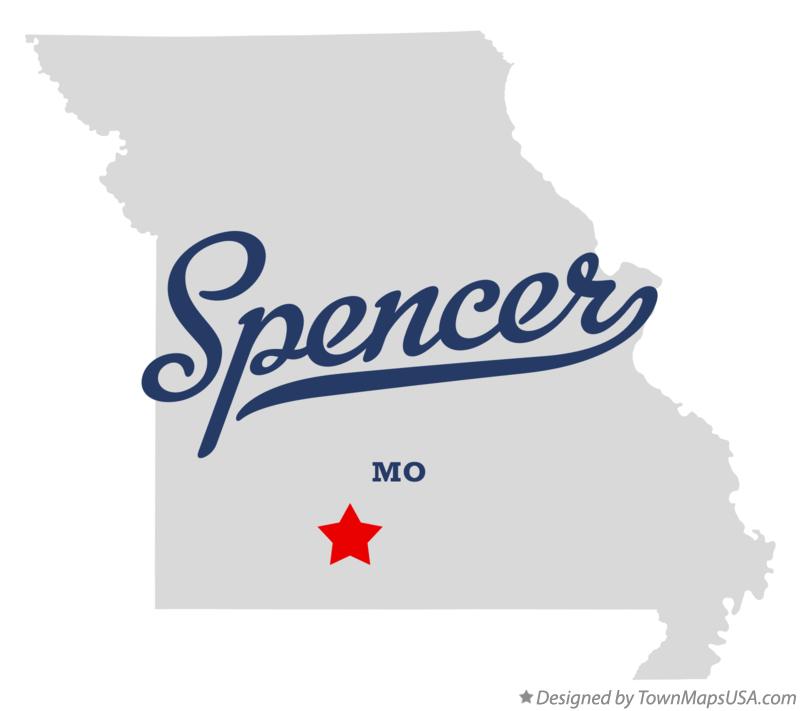 Map of Spencer, Douglas County, MO, Missouri