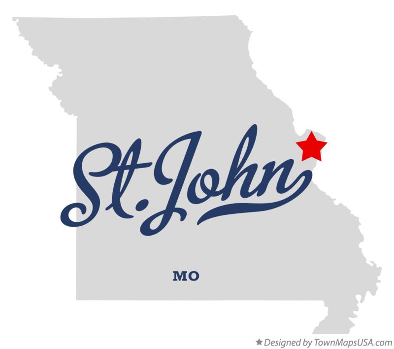 Map of St.John, St. Louis County, MO, Missouri