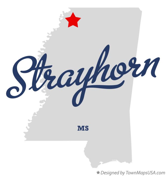Map of Strayhorn, MS, Mississippi