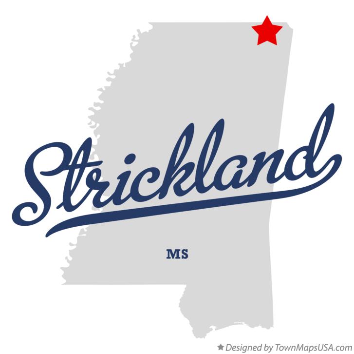 Map of Strickland, MS, Mississippi