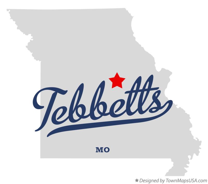 Map of Tebbetts, MO, Missouri