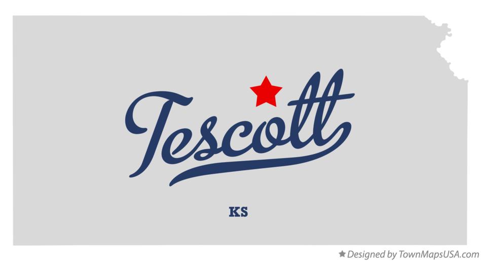 Map of Tescott, KS, Kansas