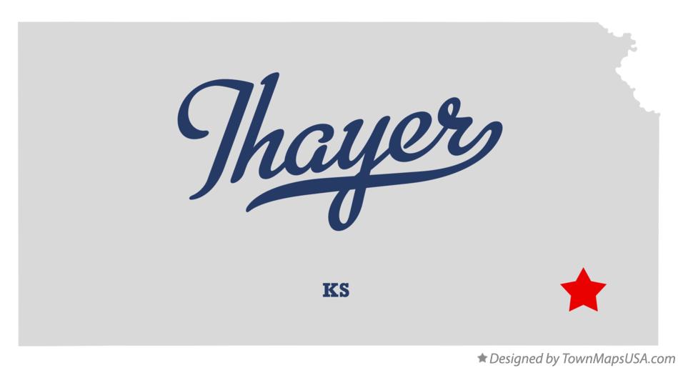 Map of Thayer, KS, Kansas