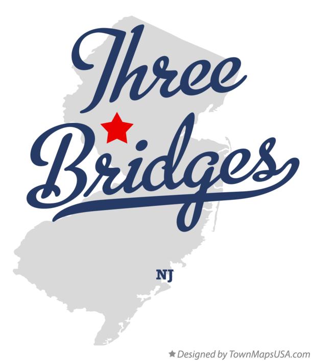 Map of Three Bridges, NJ, New Jersey
