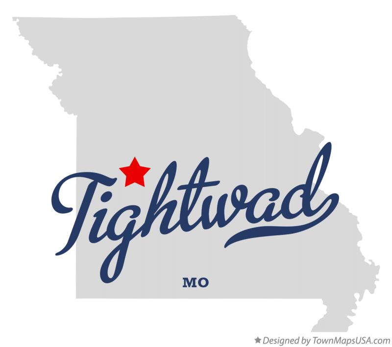 Map of Tightwad, MO, Missouri