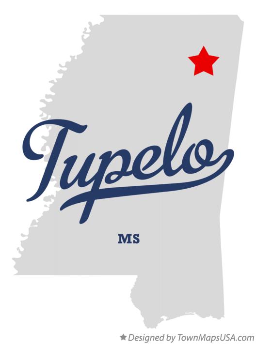 Map of Tupelo, MS, Mississippi