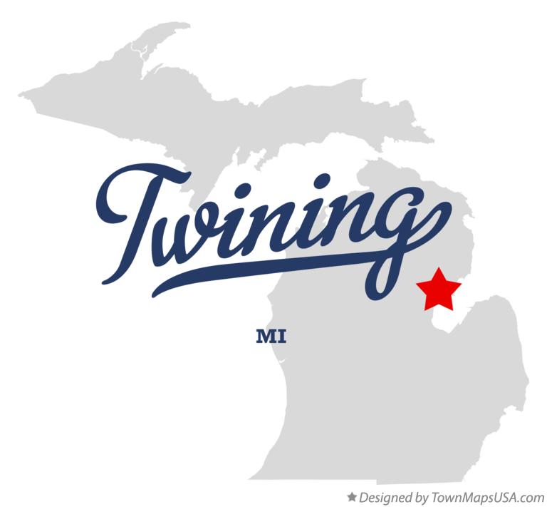 Map of Twining, MI, Michigan