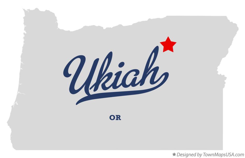 Map of Ukiah, OR, Oregon
