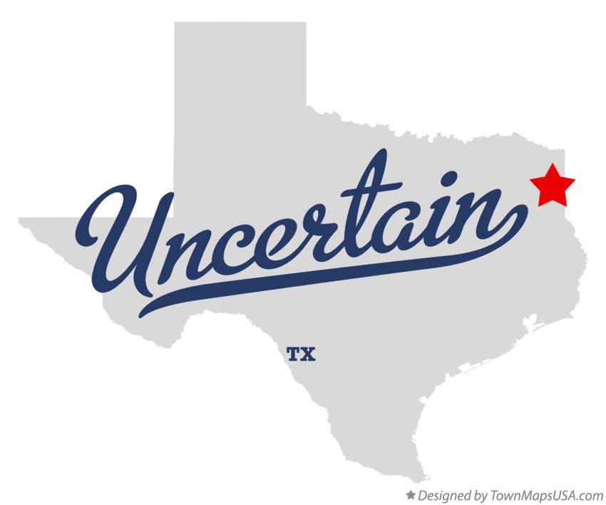 Map of Uncertain, TX, Texas