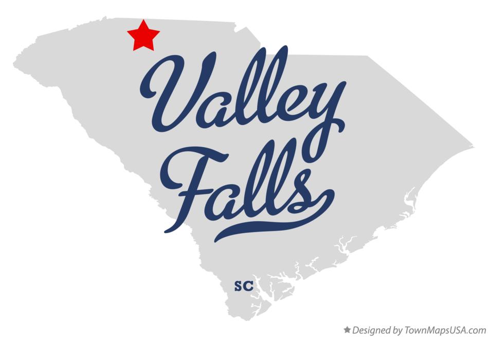 Map of Valley Falls, SC, South Carolina