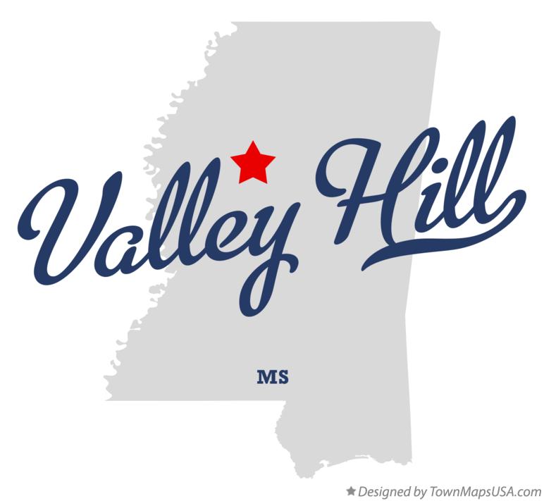 Map of Valley Hill, MS, Mississippi