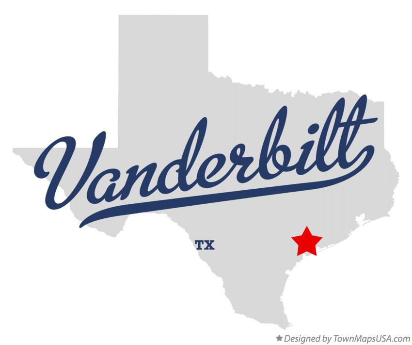 Map of Vanderbilt, TX, Texas