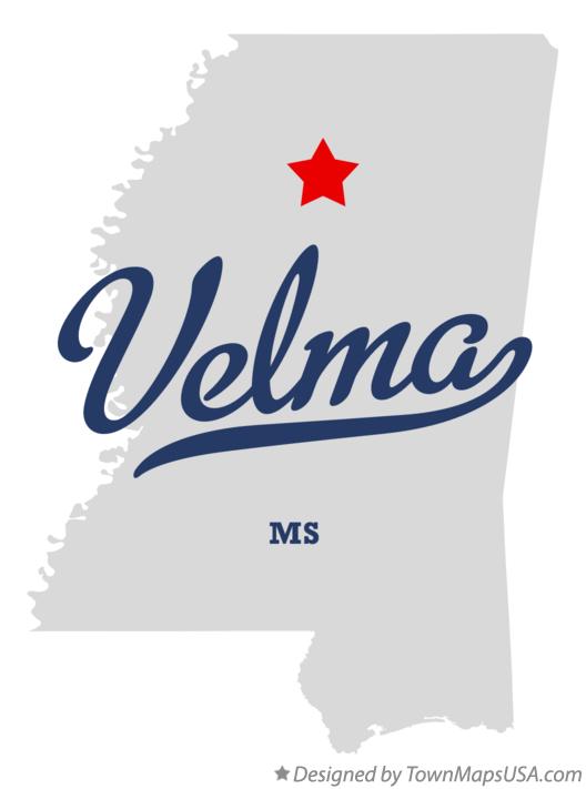 Map of Velma, MS, Mississippi