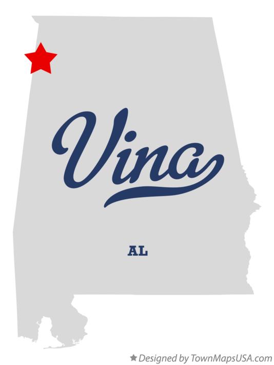 Map of Vina, AL, Alabama