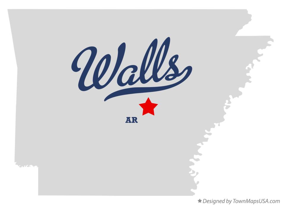 Map of Walls, AR, Arkansas