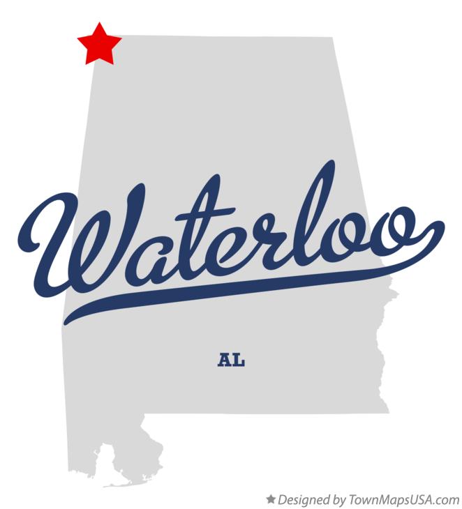 Map of Waterloo, AL, Alabama