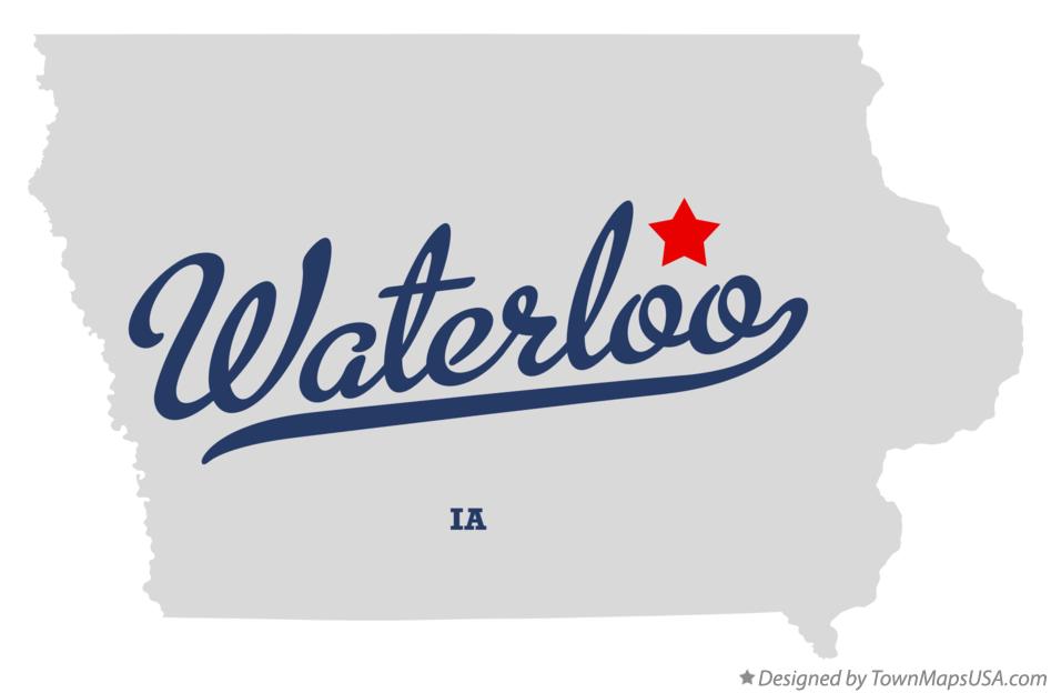 Map of Waterloo, Black Hawk County, IA, Iowa