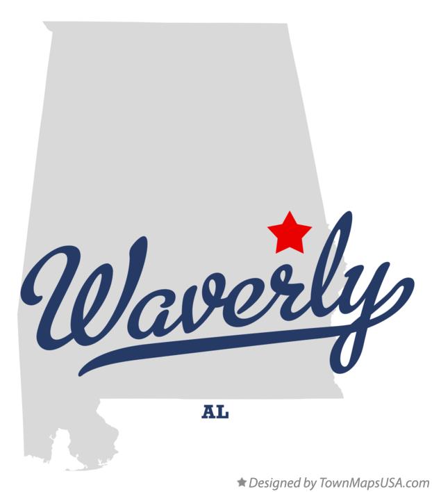 Map of Waverly, AL, Alabama