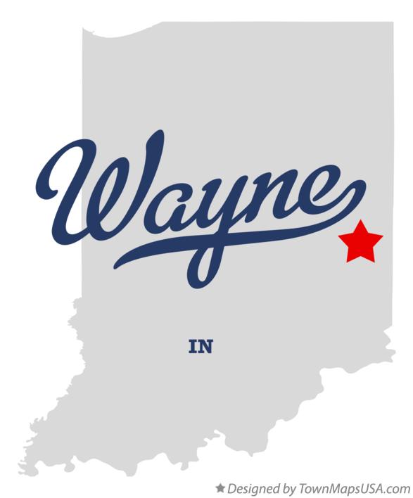 Map of Wayne, Wayne County, IN, Indiana