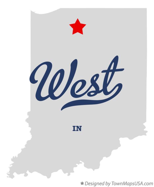 Map of West, IN, Indiana