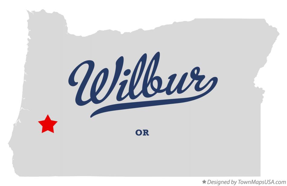 Map of Wilbur, OR, Oregon