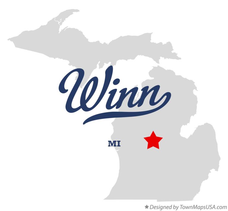 Map of Winn, MI, Michigan