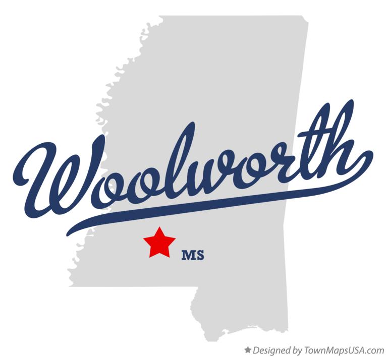 Map of Woolworth, MS, Mississippi
