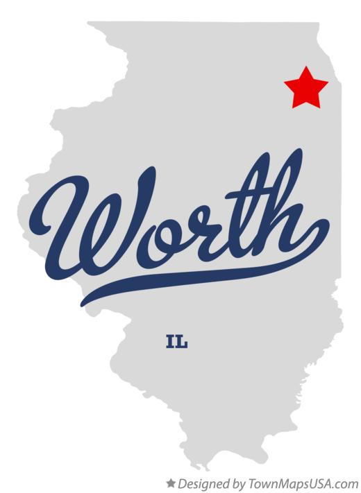 Map of Worth, Cook County, IL, Illinois