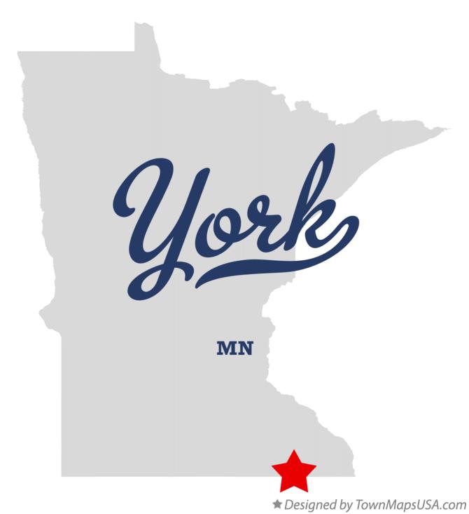 Map of York, MN, Minnesota