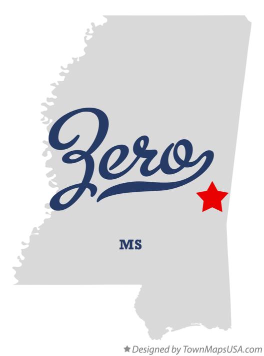 Map of Zero, MS, Mississippi