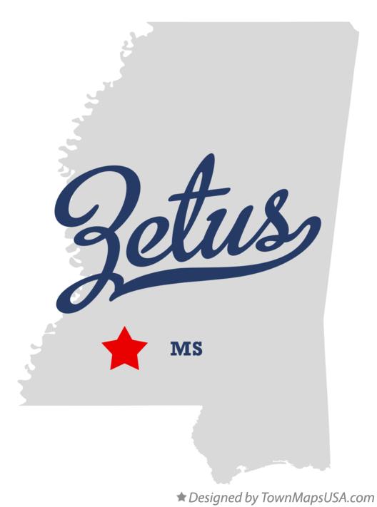 Map of Zetus, MS, Mississippi