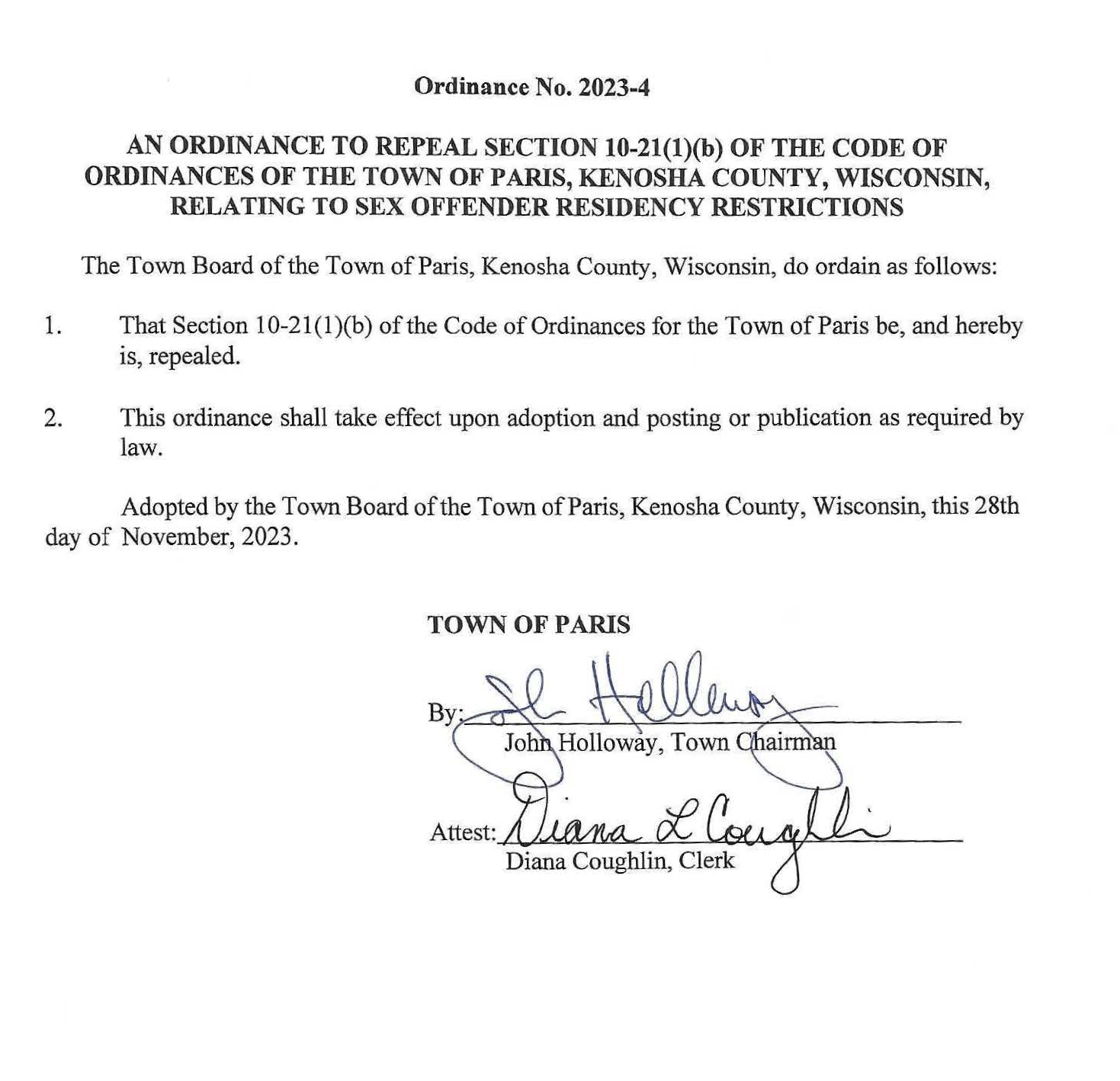 Ordinance 20234 Town of Paris