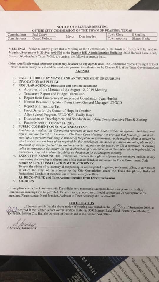 Town of Peaster Where the West Begins