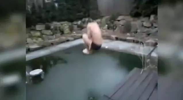 Man Jumps Into Frozen Pool With Hilarious Results [VIDEO]
