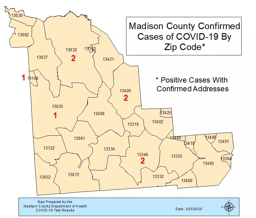 Madison County Releases Map Of Positive COVID19 Cases
