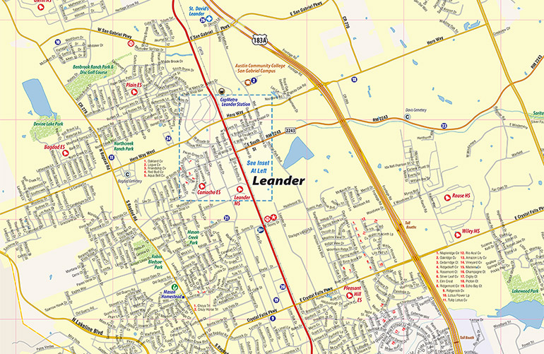 Leander, TX Map Town Square Publications