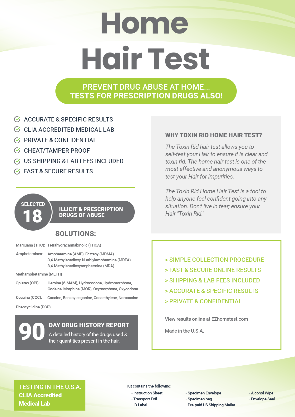 Accurate Hair Confirm Home Hair Testing Kits Toxin Rid®