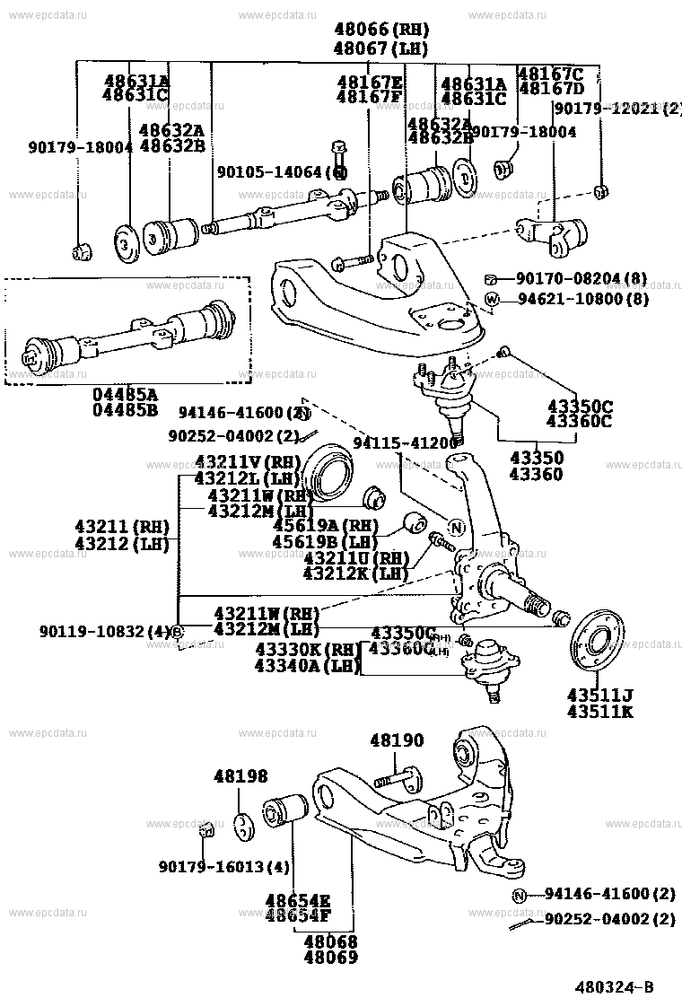 Front axle arm & steering knuckle for Toyota Hilux VZN130G Auto parts