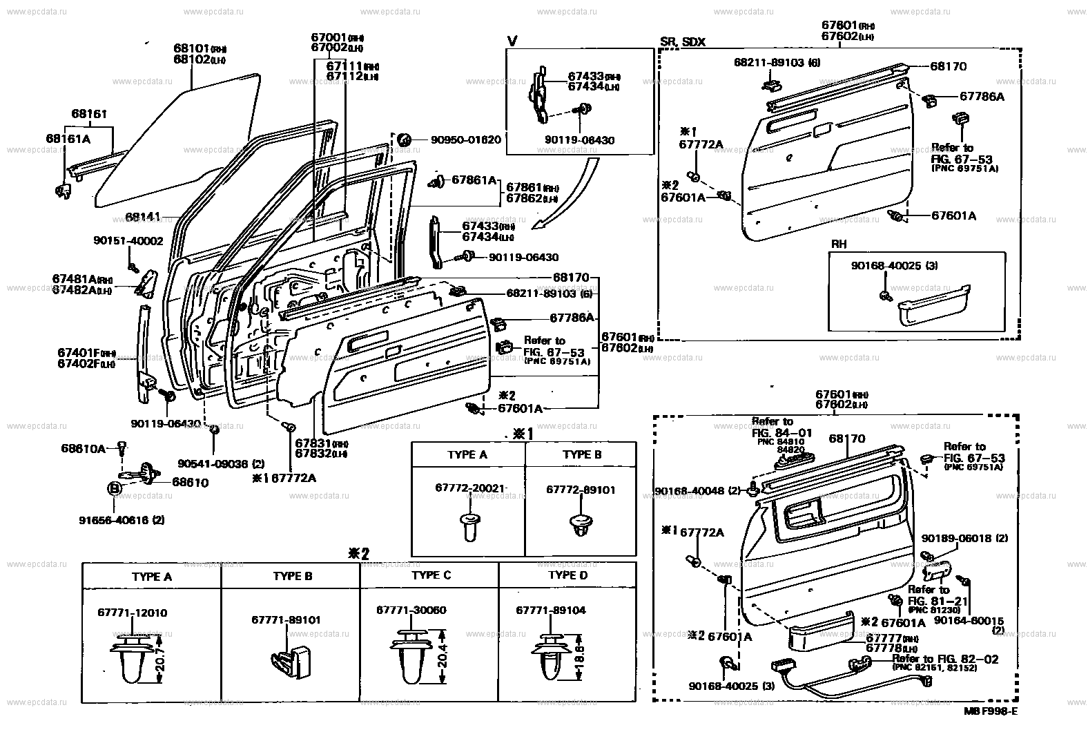 Front door panel & glass for Toyota Hilux LN65 Auto parts