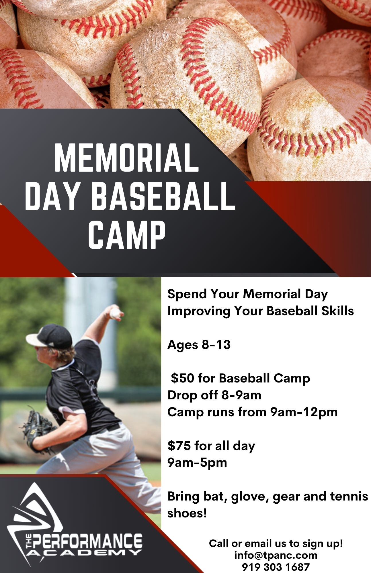Memorial day Baseball camp The Performance Academy