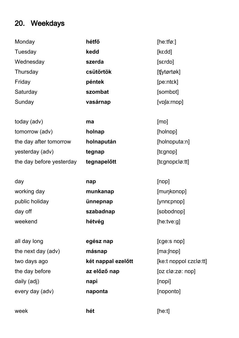 Hungarian-English, Simple Hungarian, Conversational.