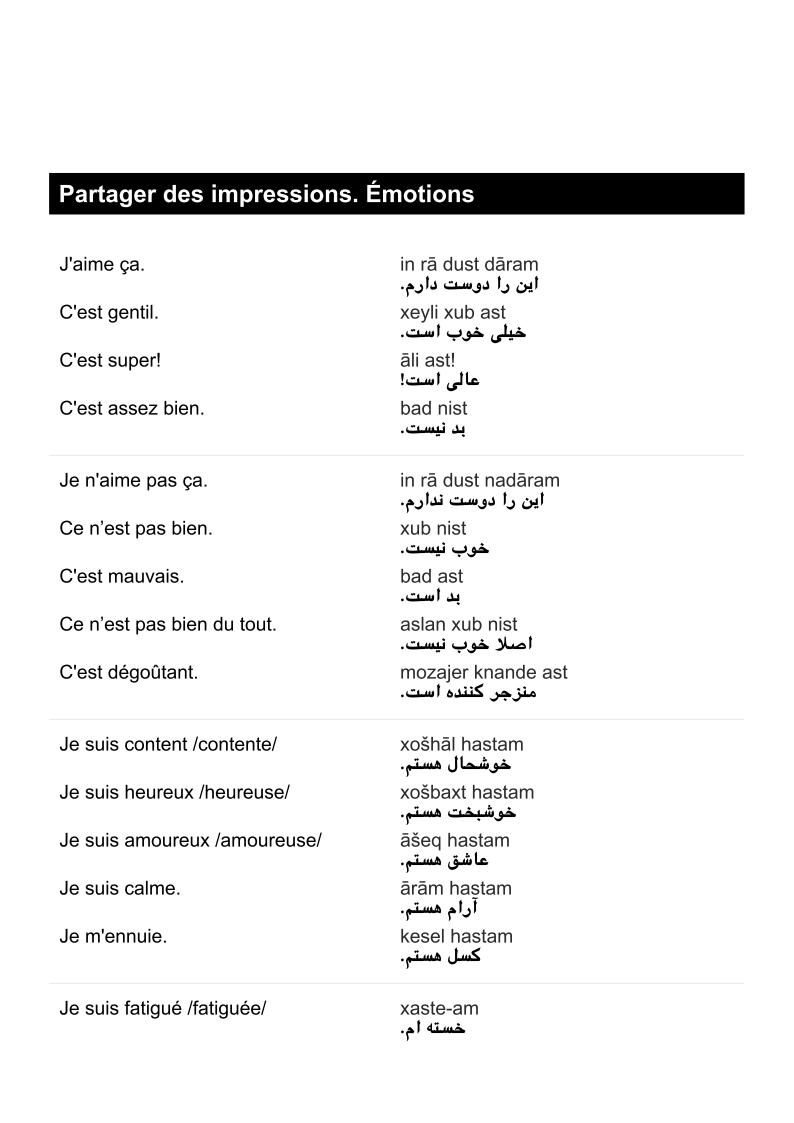 Guide de conversation FrançaisPersan et mini dictionnaire de 250 mots