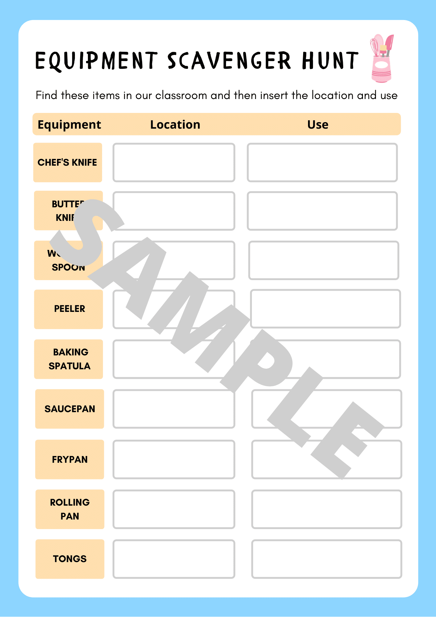 Equipment Scavenger Hunt Teacher Professional Development