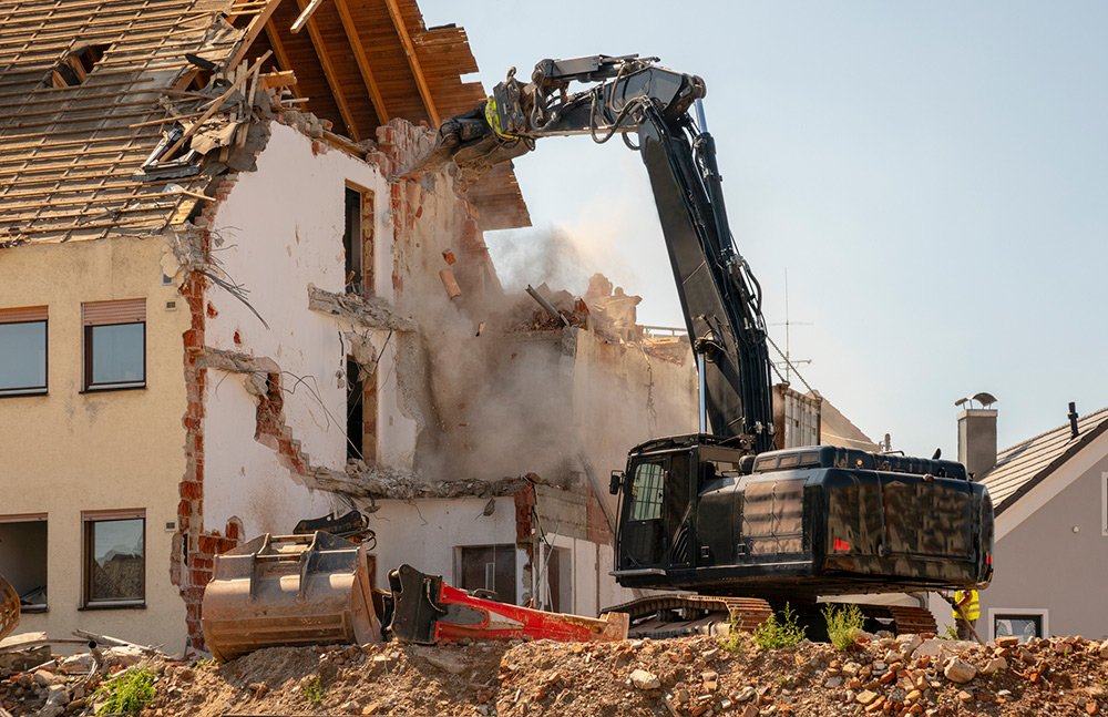 House Demolition Wrecking Ball