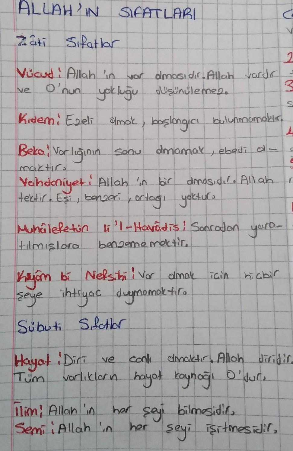 zati ve subuti sıfatlar ne demek