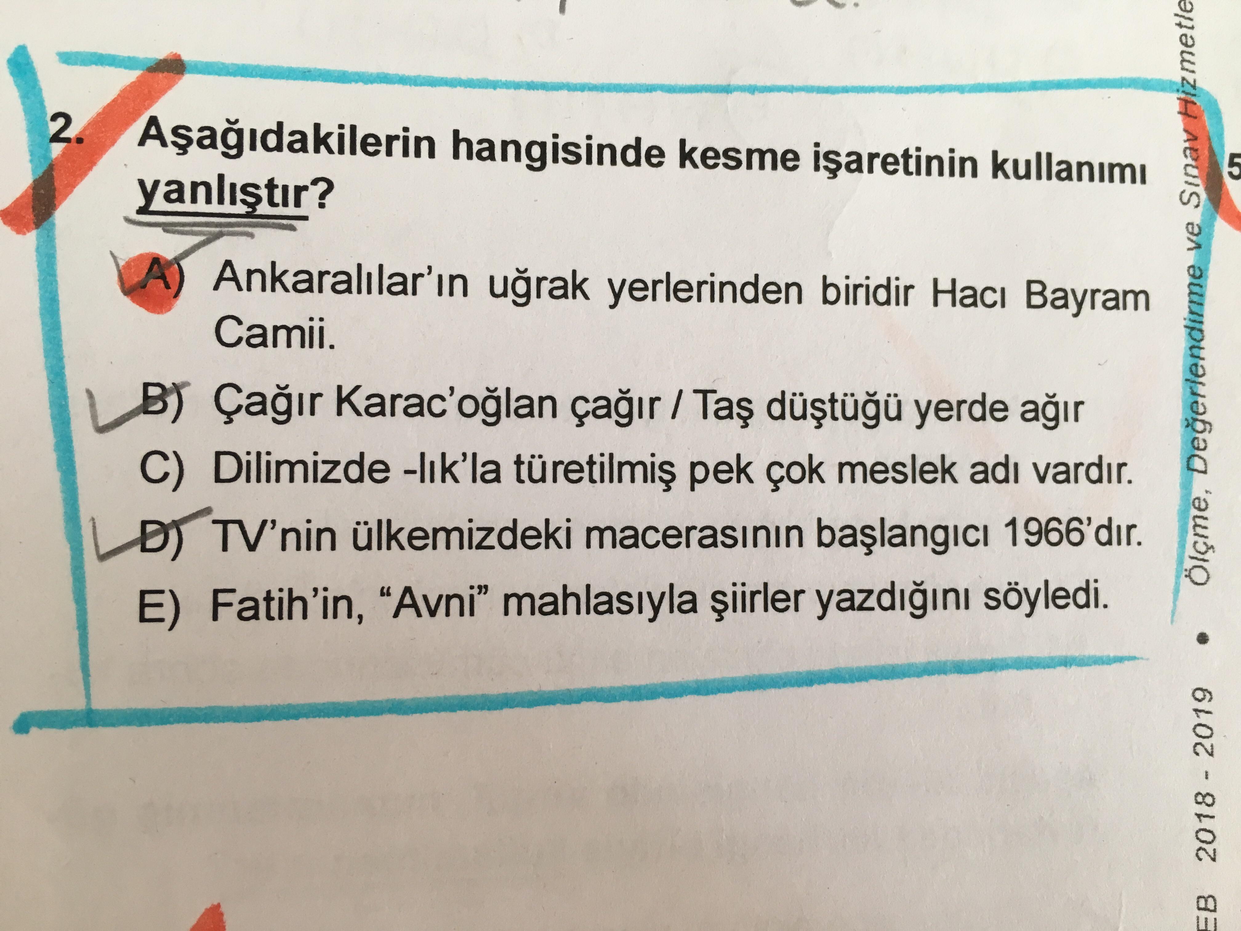 Noktalama işaretleri sorusu1