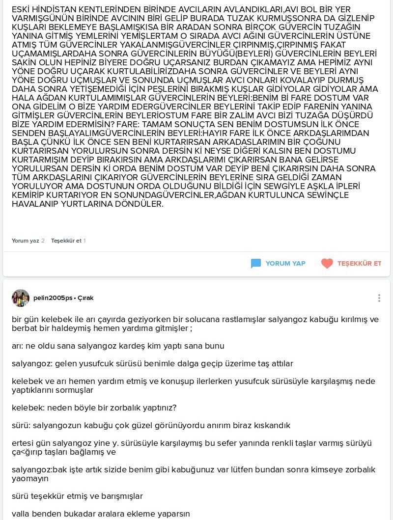Fabl metni yazarmısınız? Kendiniz bir şeyler UYDURMAYIN.