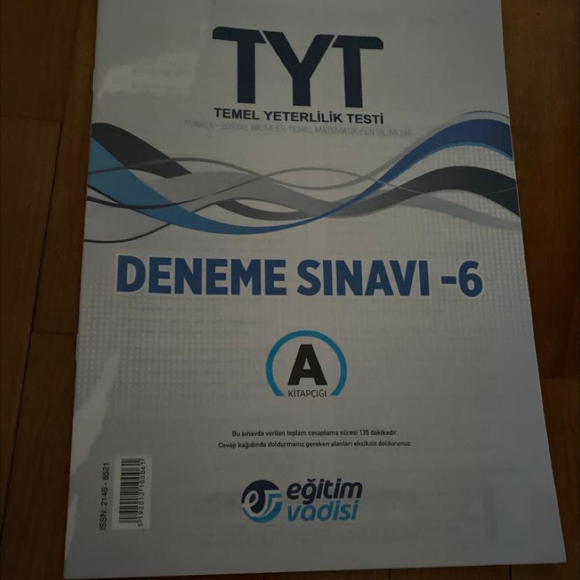 eğitim vadisi tyt deneme 6 cevap anahtarı