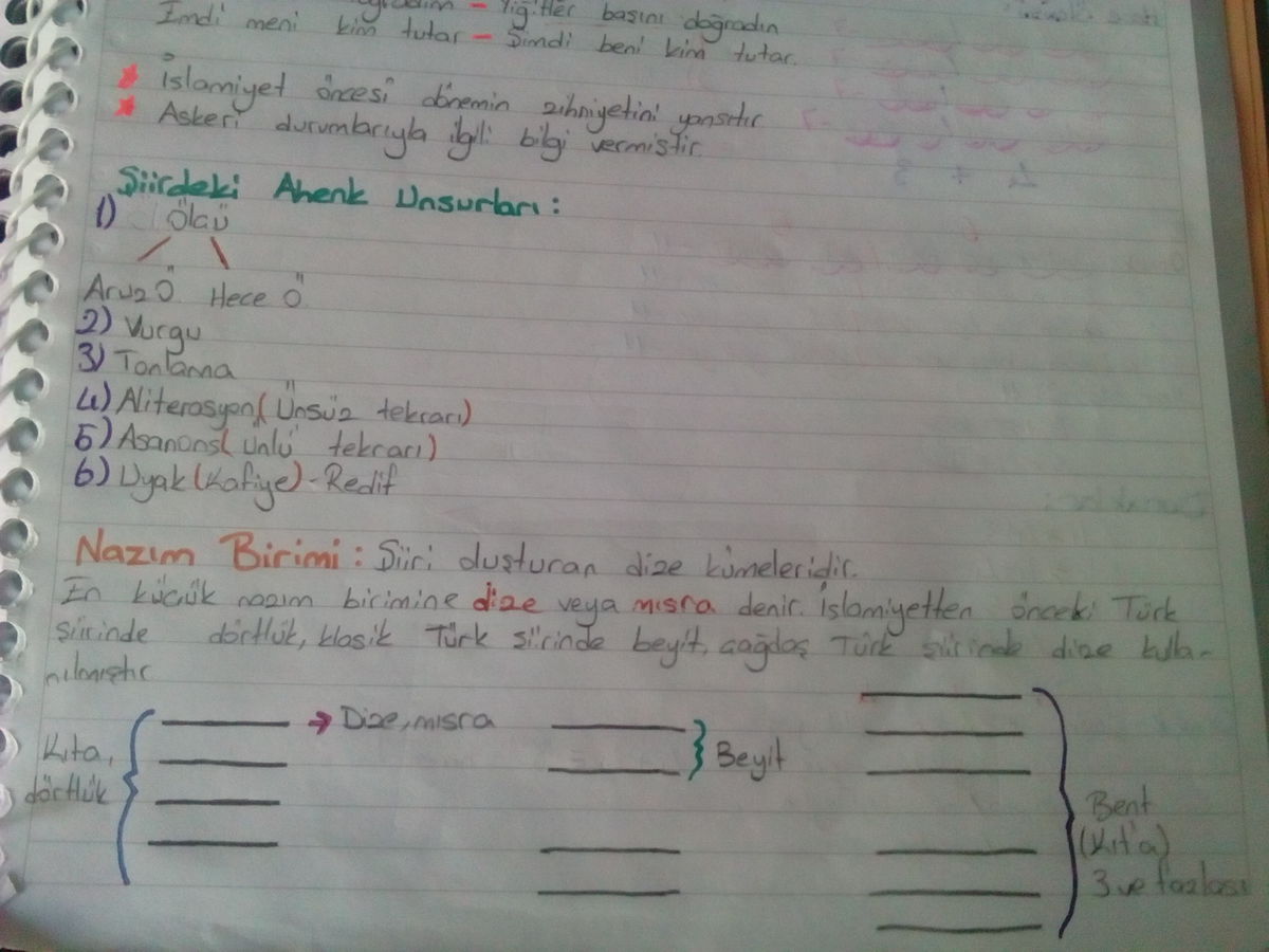 nazım birimlerinden dize kıta beyit ve bent nedir sekillerle gosterınız